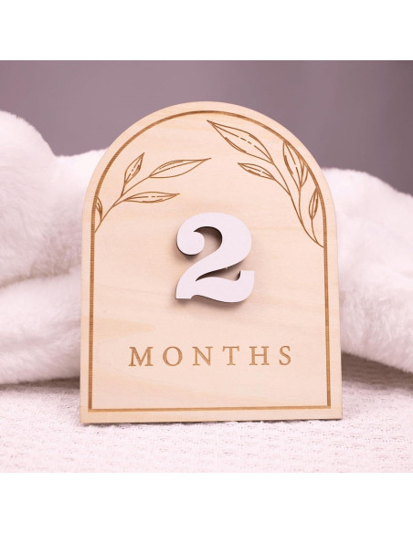 Discos de Hitos Mensuales de Madera OENIZI - 12 Meses Bebé