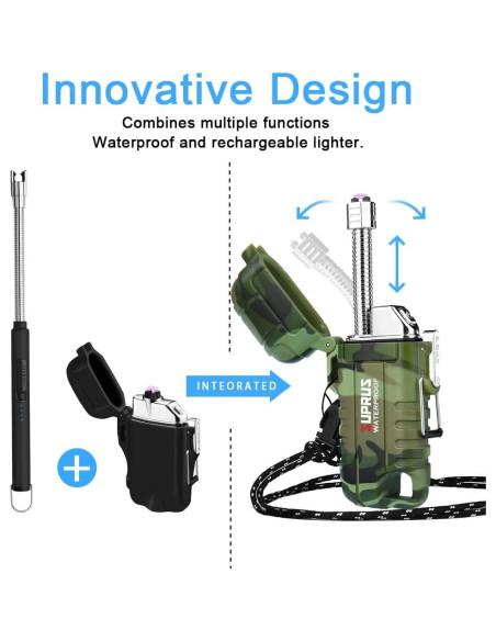 Encendedor a Prueba de Agua SUPRUS Recargable USB-C Camuflaje