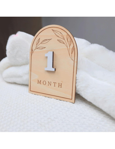 Discos de Hitos Mensuales de Madera OENIZI - 12 Meses Bebé