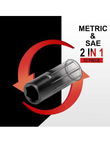 Juego de Enchufes de Impacto WIILDIS 33 Piezas CR-V