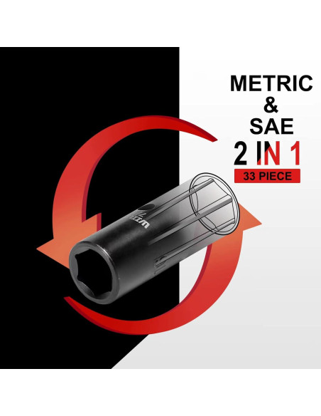 Juego de Enchufes de Impacto WIILDIS 33 Piezas CR-V