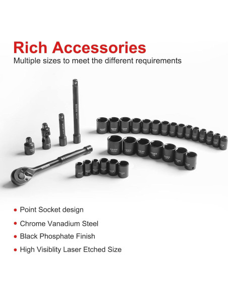 Juego de Enchufes de Impacto WIILDIS 33 Piezas CR-V