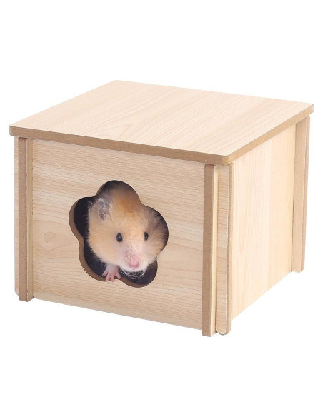 Casa de Madera Natural para Hámster 1-Habitación 15x15x11.5cm