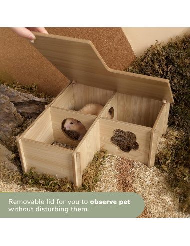 Casa de Madera Natural para Hámster 1-Habitación 15x15x11.5cm