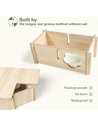 Casa de Madera Natural para Hámster 1-Habitación 15x15x11.5cm