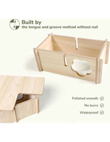 Casa de Madera Natural para Hámster 1-Habitación 15x15x11.5cm