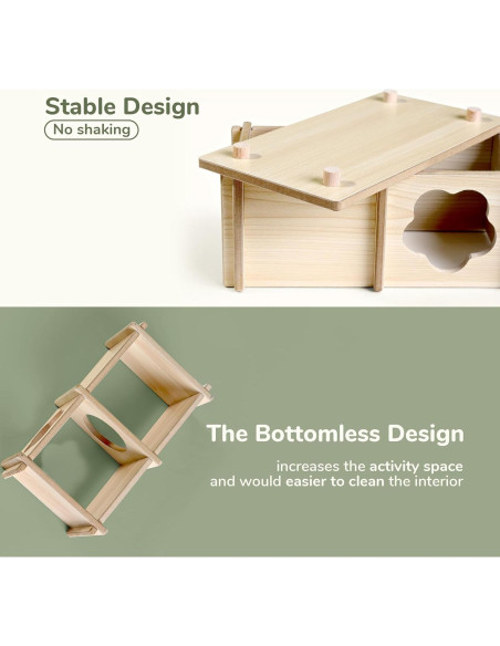 Casa de Madera Natural para Hámster 1-Habitación 15x15x11.5cm