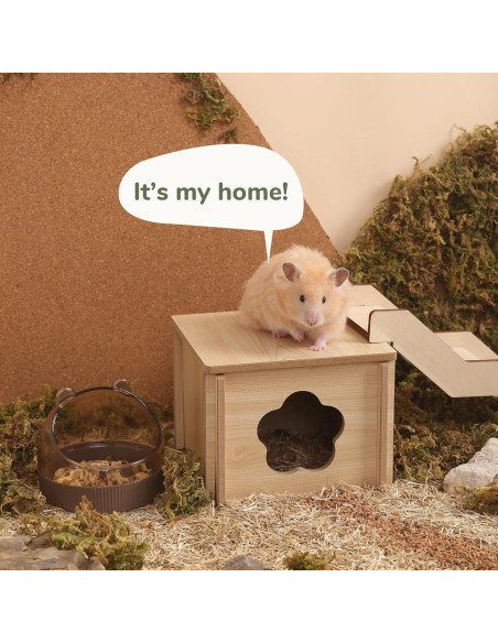 Casa de Madera Natural para Hámster 1-Habitación 15x15x11.5cm