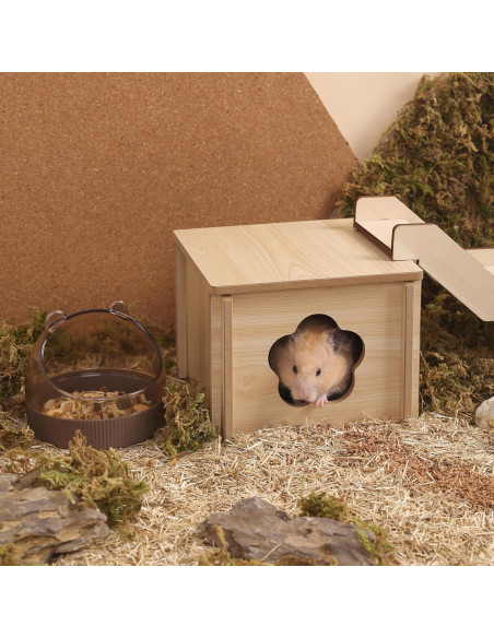 Casa de Madera Natural para Hámster 1-Habitación 15x15x11.5cm