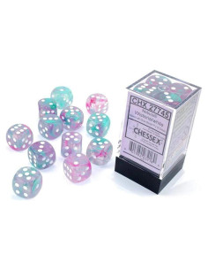 Dados de Juego Chessex Nebula 16mm Wisteria/Blanco (12 piezas)