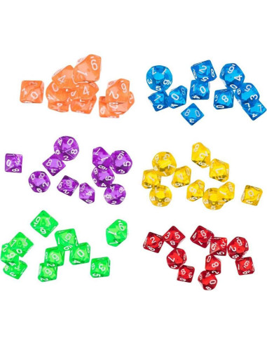 60 Dados Poliedricos D10 Acrílico para Juegos de DND RPG