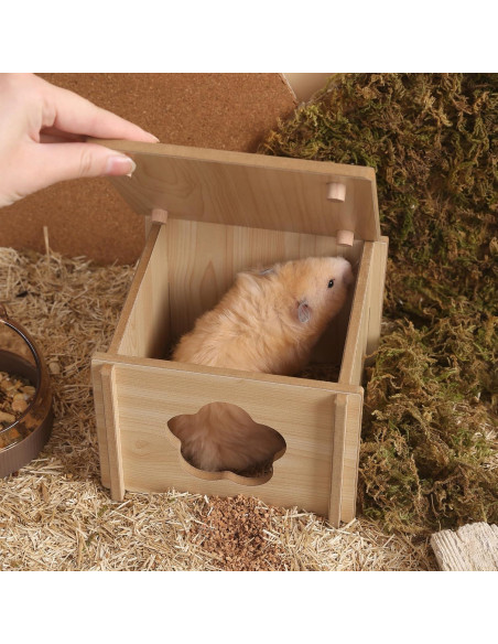 Casa de Madera Natural para Hámster 1-Habitación 15x15x11.5cm