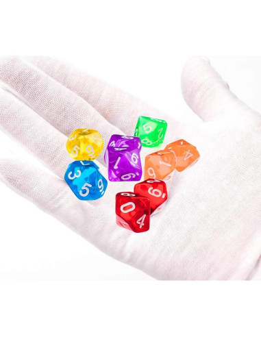 60 Dados Poliedricos D10 Acrílico para Juegos de DND RPG