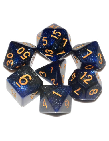 Dados Poliedricos DND 7 Piezas Azul Negro ALiuxiluo