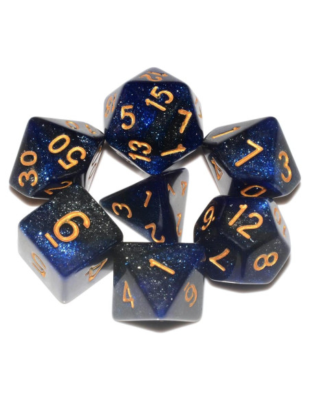 Dados Poliedricos DND 7 Piezas Azul Negro ALiuxiluo