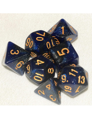 Dados Poliedricos DND 7 Piezas Azul Negro ALiuxiluo