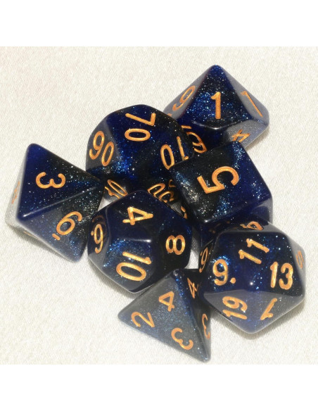 Dados Poliedricos DND 7 Piezas Azul Negro ALiuxiluo