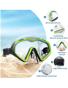Máscara de Snorkel Body+ Verde Transparente Antivaho 180 2
