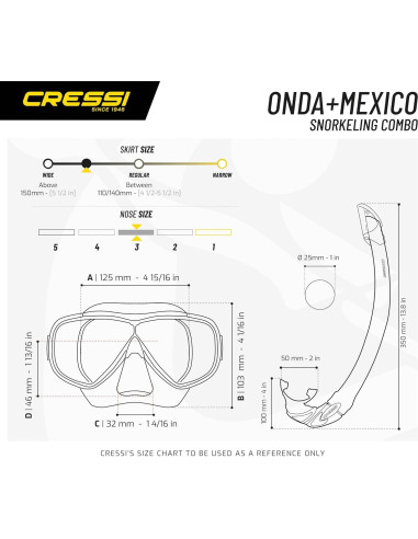 Máscara de Snorkel Cressi Onda y Snorkel México Adulto