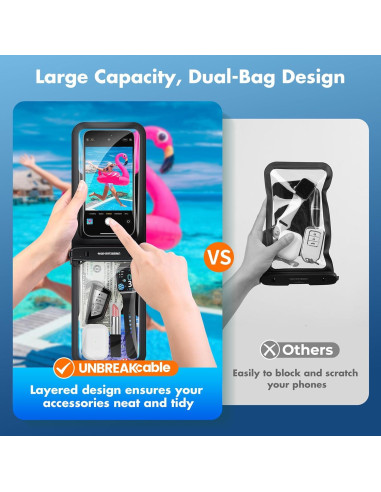 Funda Impermeable UNBREAKcable IPX8 2-Pack para iPhone 15/16