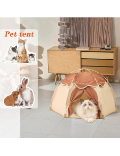 Tienda para Gatos Gigreinc Beige Mediana con Cojín 2