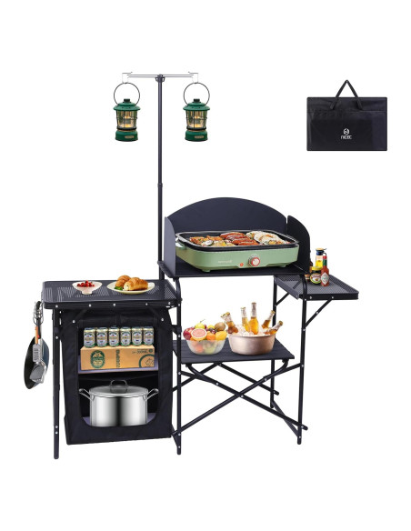Estación de Cocina Camping Nice C, Mesa Plegable y Organizador