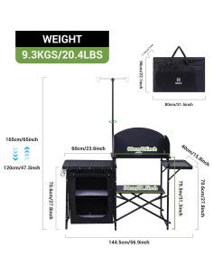Estación de Cocina Camping Nice C, Mesa Plegable y Organizador 2