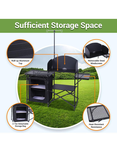 Estación de Cocina Camping Nice C, Mesa Plegable y Organizador