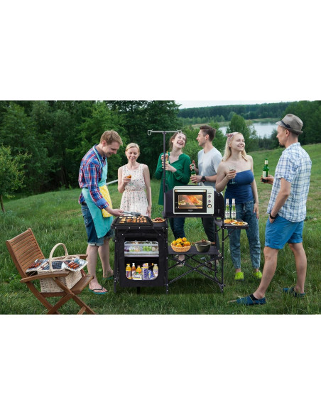 Estación de Cocina Camping Nice C, Mesa Plegable y Organizador