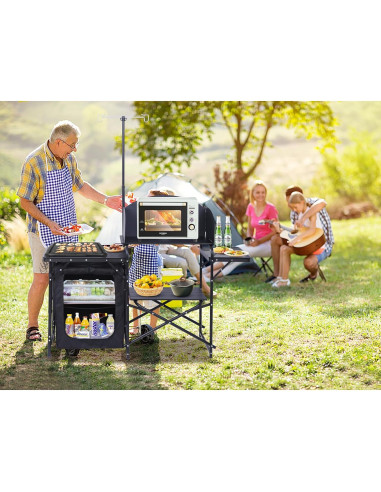 Estación de Cocina Camping Nice C, Mesa Plegable y Organizador