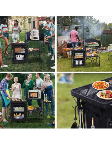 Estación de Cocina Camping Nice C, Mesa Plegable y Organizador