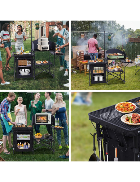 Estación de Cocina Camping Nice C, Mesa Plegable y Organizador