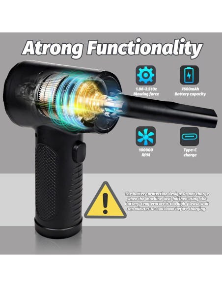 Soplador de Aire Aoutrow EE-33 3 Velocidades 4 Boquillas