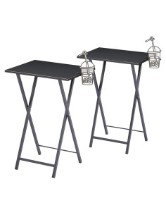 Bandeja de TV Plegable VECELO Set de 2 Negro con Soporte