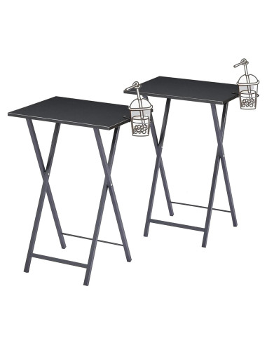 Bandeja de TV Plegable VECELO Set de 2 Negro con Soporte