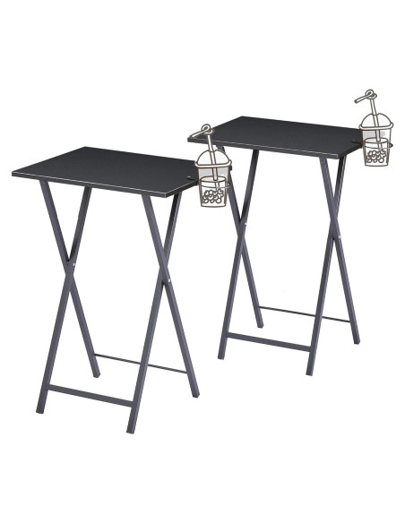 Bandeja de TV Plegable VECELO Set de 2 Negro con Soporte