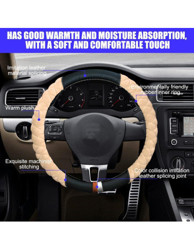 Cubierta de Volante Zpana Beige 38 cm Antideslizante Felpa