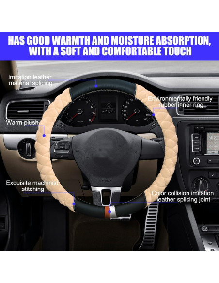 Cubierta de Volante Zpana Beige 38 cm Antideslizante Felpa