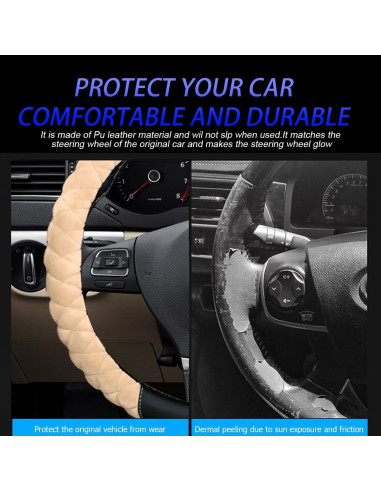 Cubierta de Volante Zpana Beige 38 cm Antideslizante Felpa