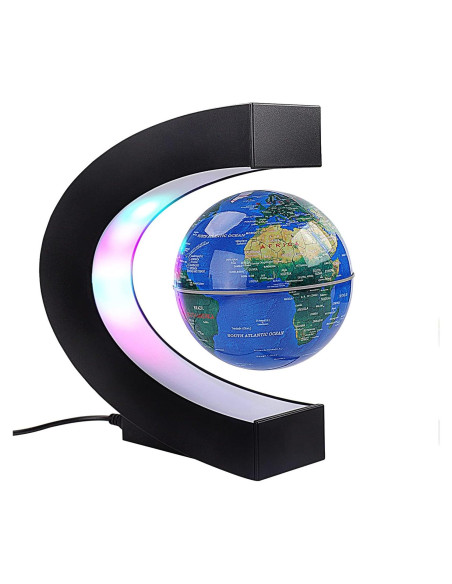 Globo Flotante LED Forma C Mapa Mundial 17,27x18cm Azul