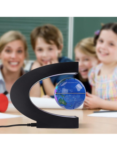 Globo Flotante LED Forma C Mapa Mundial 17,27x18cm Azul