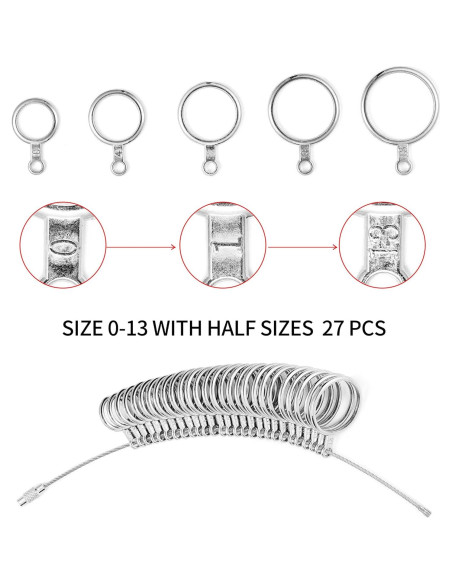 Kit de Medición de Tamaños de Anillos Bflaae 27 Piezas Kit de Medición de Tamaños de Anillos Bflaae 27 Piezas