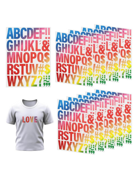 10 Hojas Letras Termoadhesivas CLINTT 5.08 cm Colorido