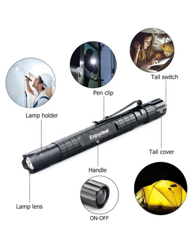 Linterna LED Enjoydeal 1000LM Impermeable 5PCS Boligrafo