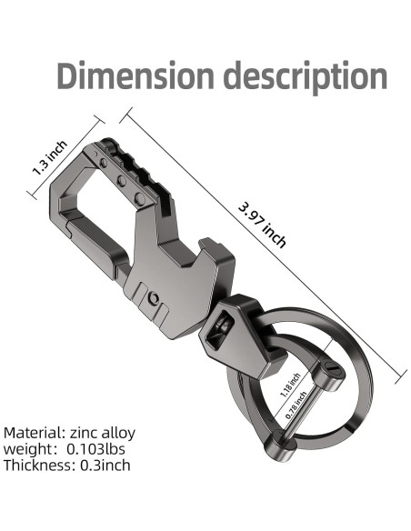 Llavero Multifuncional Abrebotellas con 2 Llaveros - Negro