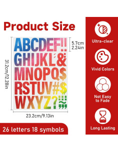 10 Hojas Letras Termoadhesivas CLINTT 5.08 cm Colorido 2