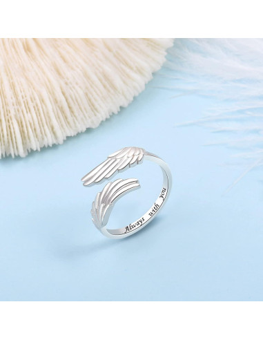 Anillo de alas de ángel YLT S925 ajustable para mujeres
