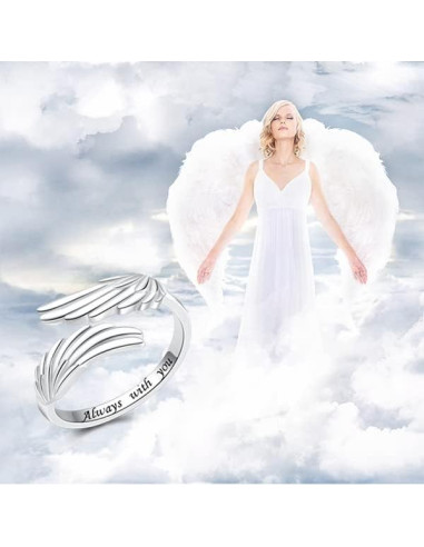 Anillo de alas de ángel YLT S925 ajustable para mujeres