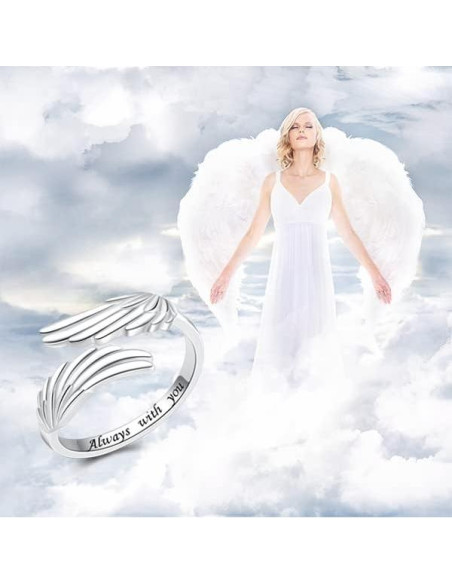 Anillo de alas de ángel YLT S925 ajustable para mujeres