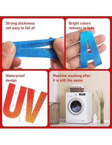 10 Hojas Letras Termoadhesivas CLINTT 5.08 cm Colorido